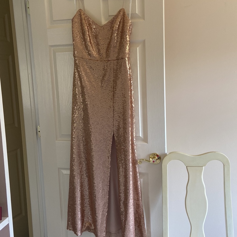 Gold sequin bridesmaid dress